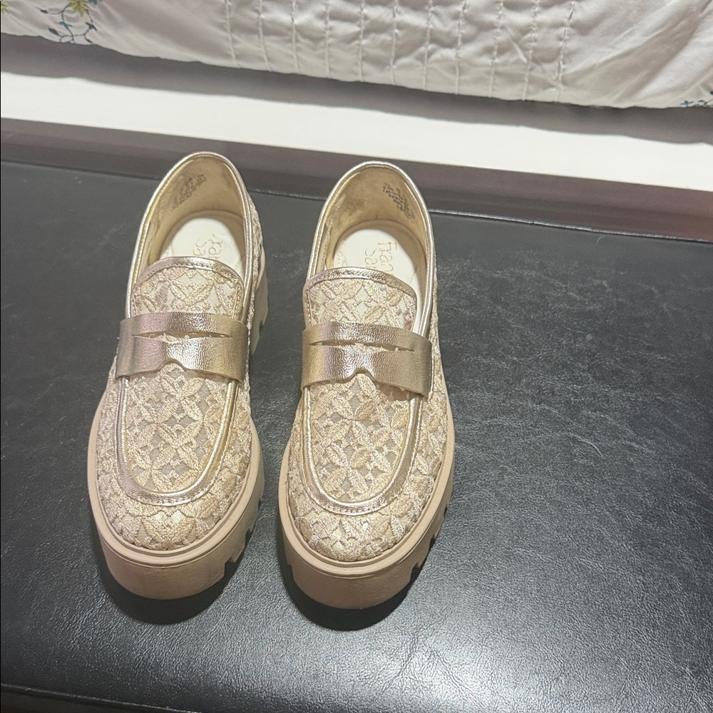 Franco Sarto Gold Loafers